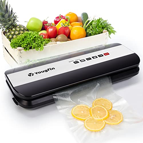 Vacuum Sealer Machine - Food Vacuum Sealer, Automatic Air Sealing System for Dry and Wet Food Storage, 6-in-1 Design, Packaged with 10 Vacuum Seal Bags & 1 Air Suction Hose