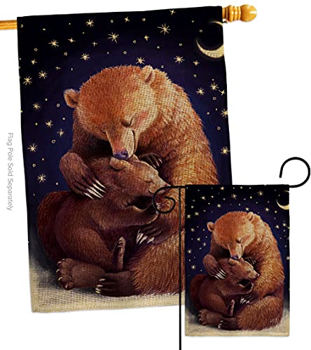 Angeleno Heritage Mama Bear Love Burlap Garden House Flag Set Wildlife Outdoor Deer Wolf Pet Nature Farm Animal Creature Decoration Banner Small Yard Gift Double-Sided, Made in USA