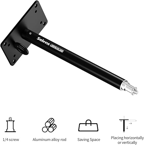 Miniatura 2 de Selens Soporte de techo para cámara de estudio fotográfico de 11 pulgadas, brazo de brazo de montaje en pared para luz de video de estudio