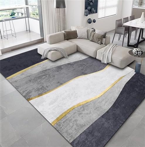 Tapis bebe fille lavable pour chambre et salon gris à rayures - 2