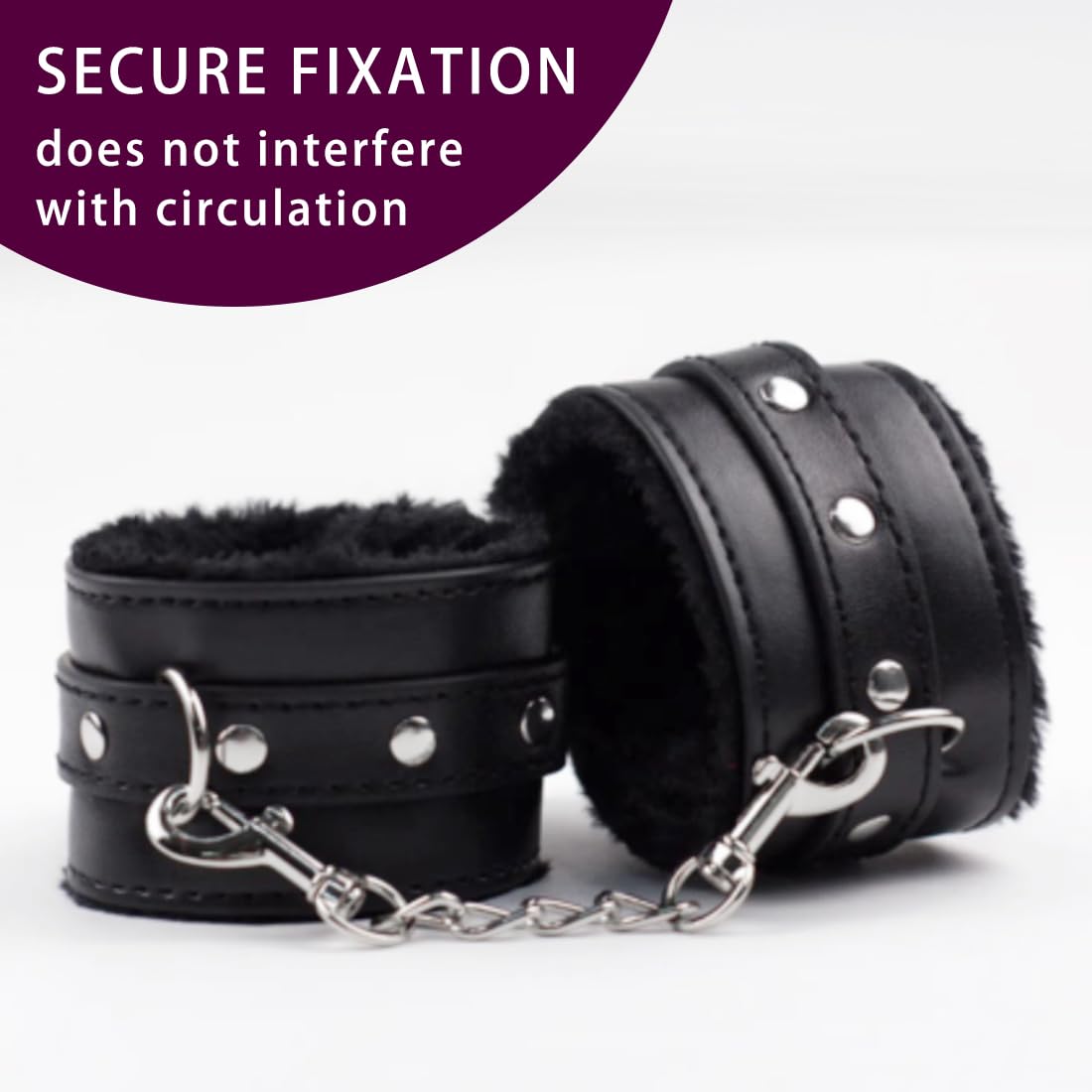 EIHI 1 PCS Esposas para Juegos Sexuales, Cómodas Esposas de Muñeca de Peluche, Pulsera de PU para Juegos de Bondage