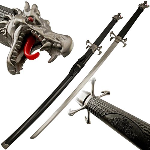 Dragon's Tongue Samurai Katana Sword with Dragon Head Pommel