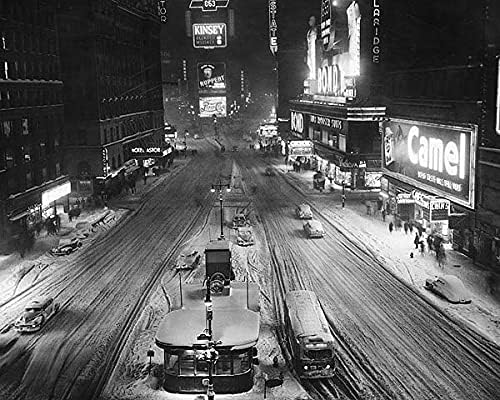 Times Square in Snow, 1930s New York City 11x14 Photograph Photo Print