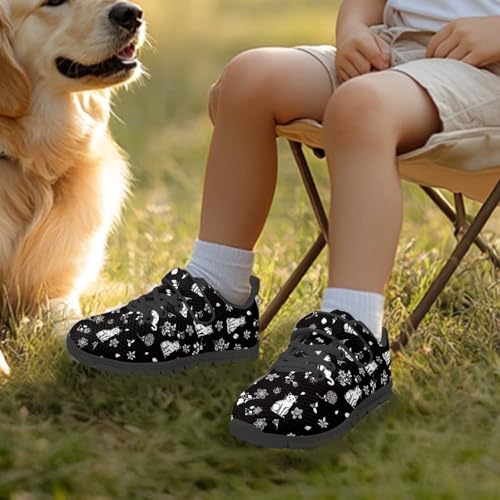 Kids Tennis Shoes Breathable Running Shoes Walking Shoes Fashion Sneakers for Boys and Girls Cat Flower Print2