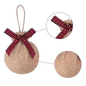 Ivenf Christmas Tree Decorations, 12pcs Buffalo Plaid Burlap Farmhouse Christmas Ornaments, Red Black Country Xmas Decor Indoor, Cute Rustic Xmas Ball for Home Office Family Holiday Party, Unbreakable Ivenf Christmas Tree Decorations 12pcs Buffalo Plaid Burlap Farmhouse Christmas Ornaments Red Black Country Xmas Decor Indoor Cute Rustic Xmas Ball for Home Office Family Holiday Party Unbreakable