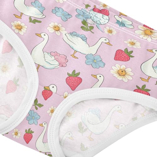Wusikd Cute Geese Girls' Underwear Cotton Pink Strawberry Girls Briefs Soft Toddler Underwear 2T4