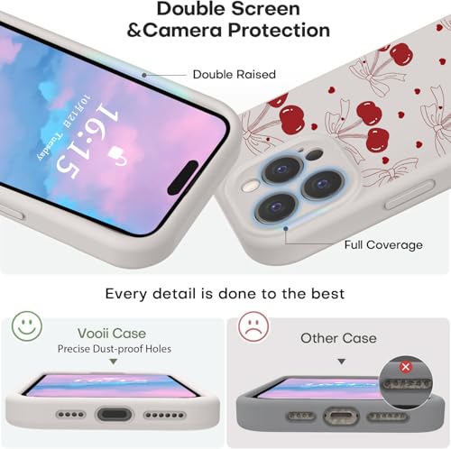 Houdqklee Funny Cherry Bow Phone Case for iPhone 14 Pro Cute Cherry Case Cover Liquid Silicone Soft Gel Rubber Phone Cover with Microfiber Lining for iPhone 14 Pro - image 3