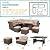 MEETWARM 7 Pieces Wicker Patio Furniture Set Outdoor Conversation Set All Weather Rattan Sectional Sofa Couch Garden Dining Table Chair Set with Ottoman (Brown)
