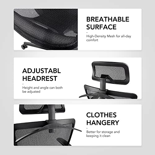 Flexispot Ergonomic Office Chair High Back Mesh Swivel Computer Chair Home Office Desk Chairs With Wheels Lumbar Support Deep Black #TOP3