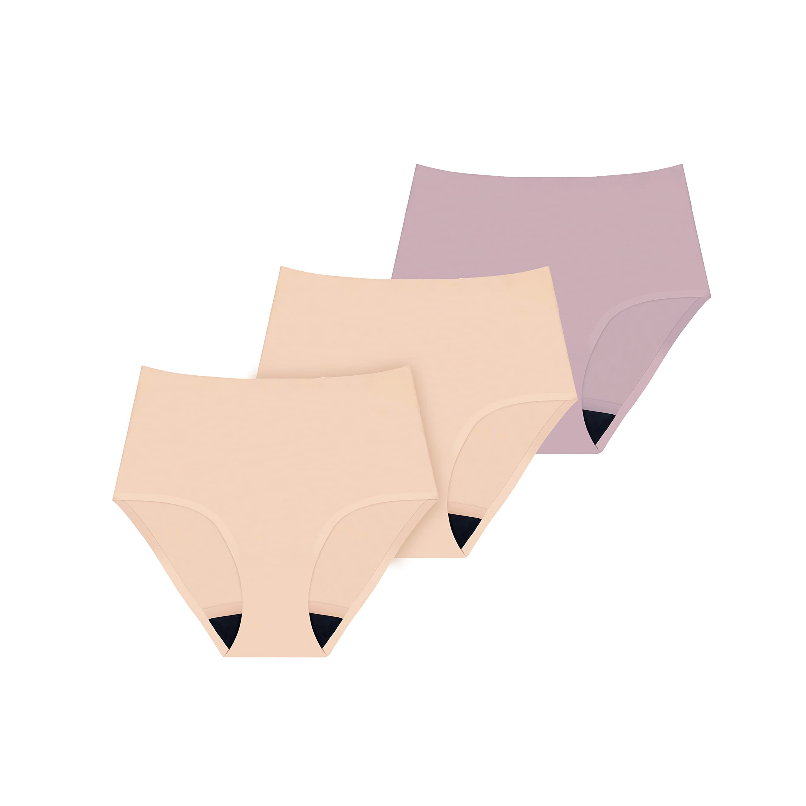 AIRCUTE Waschbare Harninkontinenz-Unterwäsche für Damen, saugfähig, nahtlos, hohe Taille, auslaufsicher, 3er-Pack (Beige-Beige-Blush, Größe S)