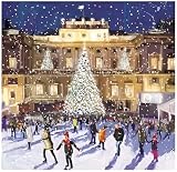 Paquete de 6 tarjetas de Navidad benéficas – BHF, Marie Curie, Oxfam, Parkinson's UK, The Stroke Association, NSPCC – Patinaje sobre hielo en Londres, diseño artístico ecológico