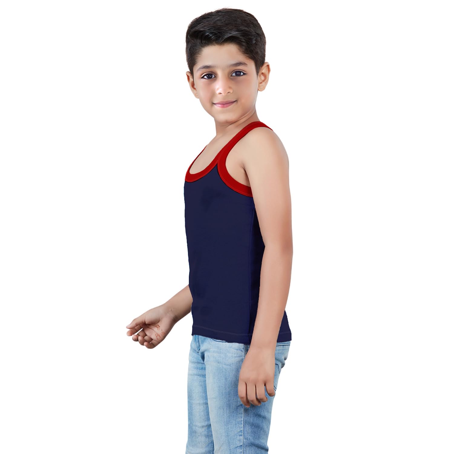 HAP Boys 100% Cotton Multicolor Rib Regular Fit Vest Pack (Pack Of 5)_Size 45 - Image 3 thumbnail