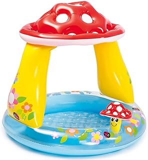 Mushroom Shaded Baby Pool, Baby Pool 41" Inflatable Baby Pool with Canopy, Beach Shaded Pool Kids Pool Float with Splash Pad Sprinkler for Kids Outdoor Water Toys 1-3 Years Old