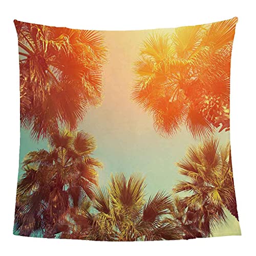 Couverture Polaire Flanelle Microfibre Douce Evocation d'un Coucher de Soleil Tropical Plaid - 4