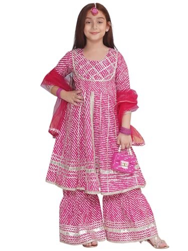 Image of Girls' Printed Kurta Sharara Set - Traditional Ethnic Wear For Festivals, Weddings & Special Occasions Clothing Set