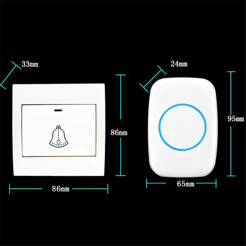 Timbre Inalámbrico con 3 Receptores, Kit De Timbre De Puerta Impermeable IP44 A 300 M De Alcance, 36 Tonos De Llamada, 4 Niveles De Volumen, Indicador LED,Blanco