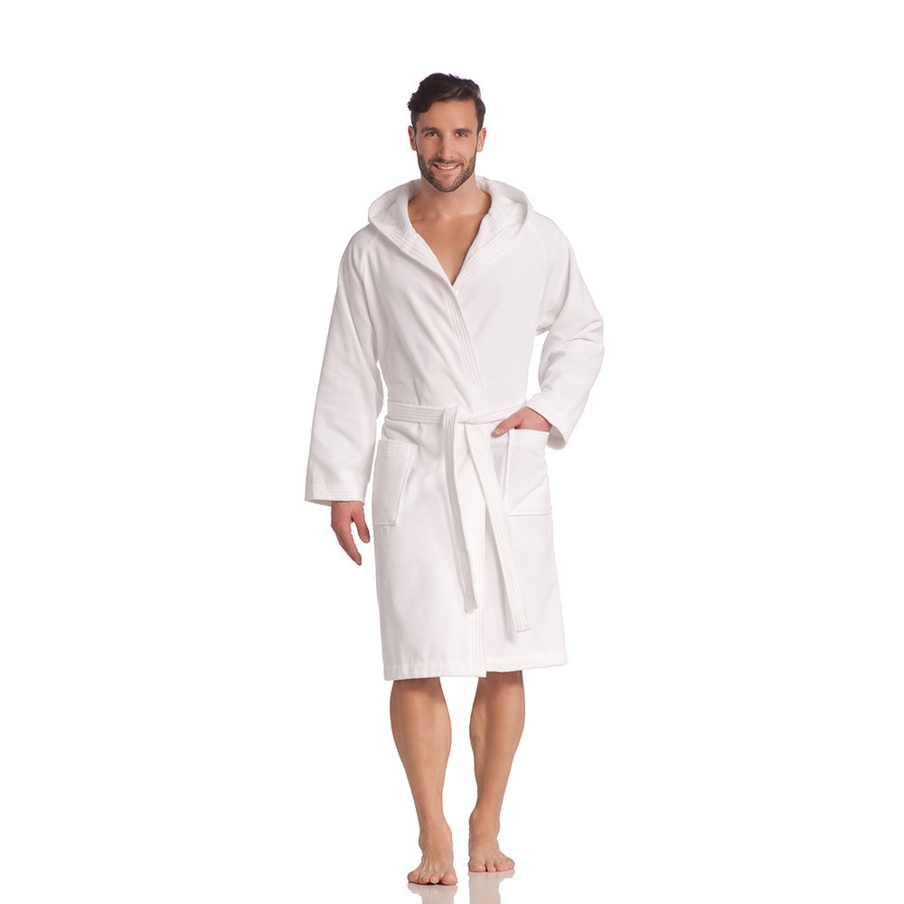 Vossen Unisex-Bademantel Texas Bademantel Kapuze Webvelours 100% Baumwolle