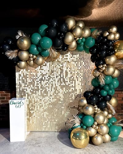 Image of Shimmer Wall Backdrop Champagne Gold Square Sequin Wall Panel Backdrop Decor for Wedding, Anniversary, Birthday, Party, 24 Panels