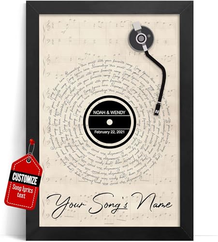VICILO Custom Song Lyrics Poster Canvas Wall Art Perfect Song Chords Couple One Year Anniversary Vinyl Record Gifts For Him (Customized Music Sheet)