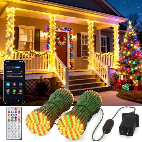 Smart Christmas Fairy Lights, 65.6Ft 200LEDs RGB+IC String Light, APP & Remote Control, with 84 Scenes, Music Mode, Work with Alexa & Google Home, Color Changing Halloween Decor Light for Indoor Tree
