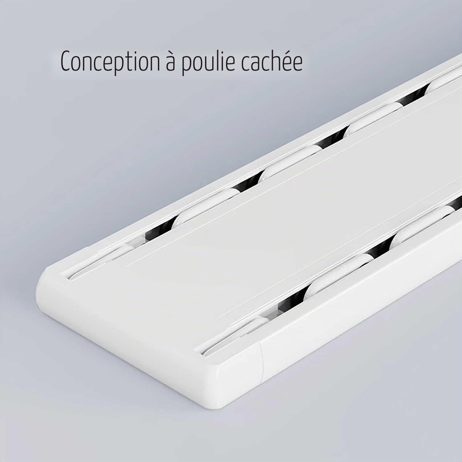 Tringle à rideaux à rail à double rangée en aluminium avec finition mate, très résistante, facile à installer au plafond, gris, 2,9 m