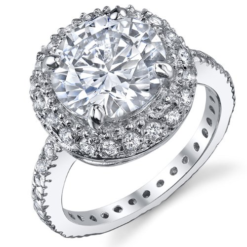 3 Carat Round Brilliant Cubic Zirconia CZ Sterling Silver 925 Engagement Ring, Bridal Ring