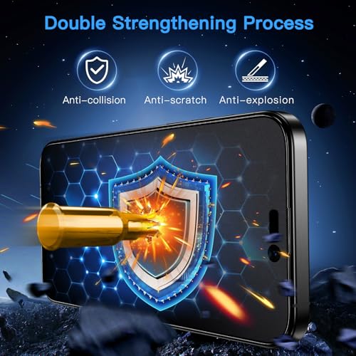 Image of Uyiton for iPhone 15 Pro Max Matte Privacy Screen Protector - Anti-Fingerprint [Easy to Install] Anti-Spy Shatterproof Full Coverage 9H Tempered Glass Screen Cover, 2 Pack