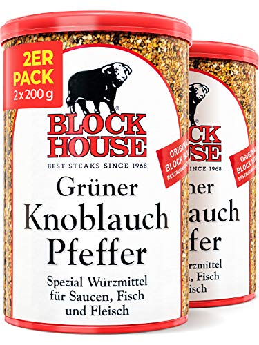 Block House Knoblauchpfeffer mit weissem Pfeffer 2x 200g - Gewürzmischung in Restaurantqualität