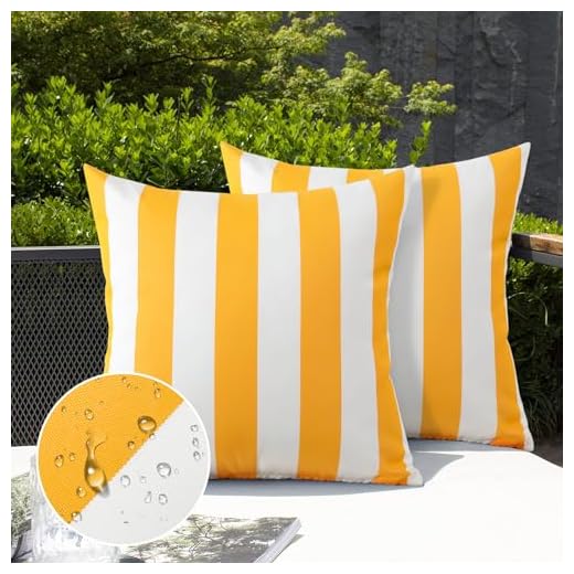 Ohok Set di 2 federe decorative per esterni, impermeabili, per divano, soggiorno, balcone, giardino, auto, (giallo, 45 x 45 cm)