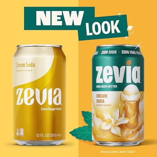 Image of Zevia Zero Sugar Soda, Cream Soda, 12 oz Cans (24-Pack) - Naturally Sweetened, Non-GMO Project Verified, Gluten-Free, Vegan