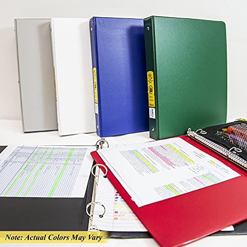 Bazic 3 Ring Binder 1" Economy Binders Organizer - Assorted Color, Round Ring, Hold 175 Sheets Paper, For School Office Home, 24-Count #TOP1