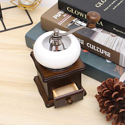 UNISOPH Molinillo de café manual de estilo vintage a manivela de madera maciza Molinillo de café para uso doméstico… - Imagen 6