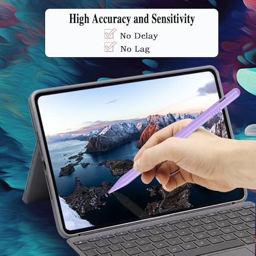 Stylus Pen for Android and iOS Touch Screen Pen,Tablet Pencil with 4 Pom Tip,Magnetic Phone Stylus Compatible with Samsung/Huawei/Lenovo/Mi/Vivo and Other Android Smartphone and Tablet Devices-Purple — view 6