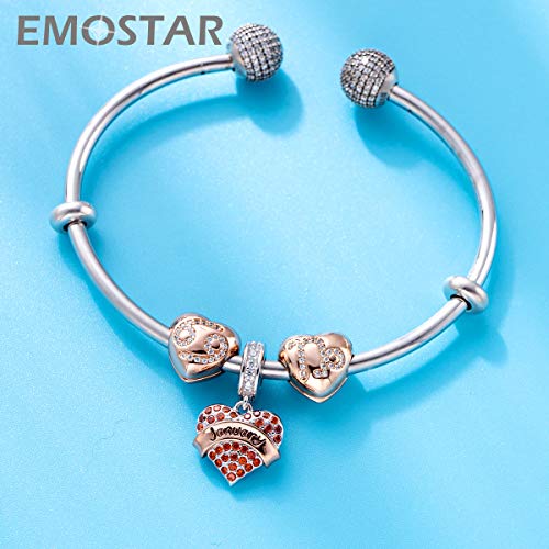 January Birthstone Charms Fits Pandora Moments Bracelet, Sparkle Pave Heart Garnet Red Cz Forever Love Pendant In 925 Sterling Silver, Gifts For Christmas/Mom/Grandma/Girls #TOP3