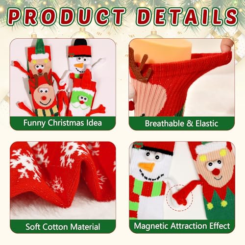 Itscolofy 4 Pairs Funny Christmas Socks, Magnetic Hand Holding Socks, Christmas Stocking Stuffers for Women Men Couples, White Elephant Exchange Gifts, Xmas Secret Santa Gag Gifts - image 4