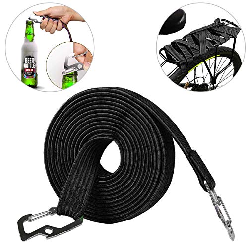 ASEOK - Cuerda elástica para equipaje con gancho de acero al carbono, ideal para bicicletas, coches eléctricos, 2 y 4 metros, negro