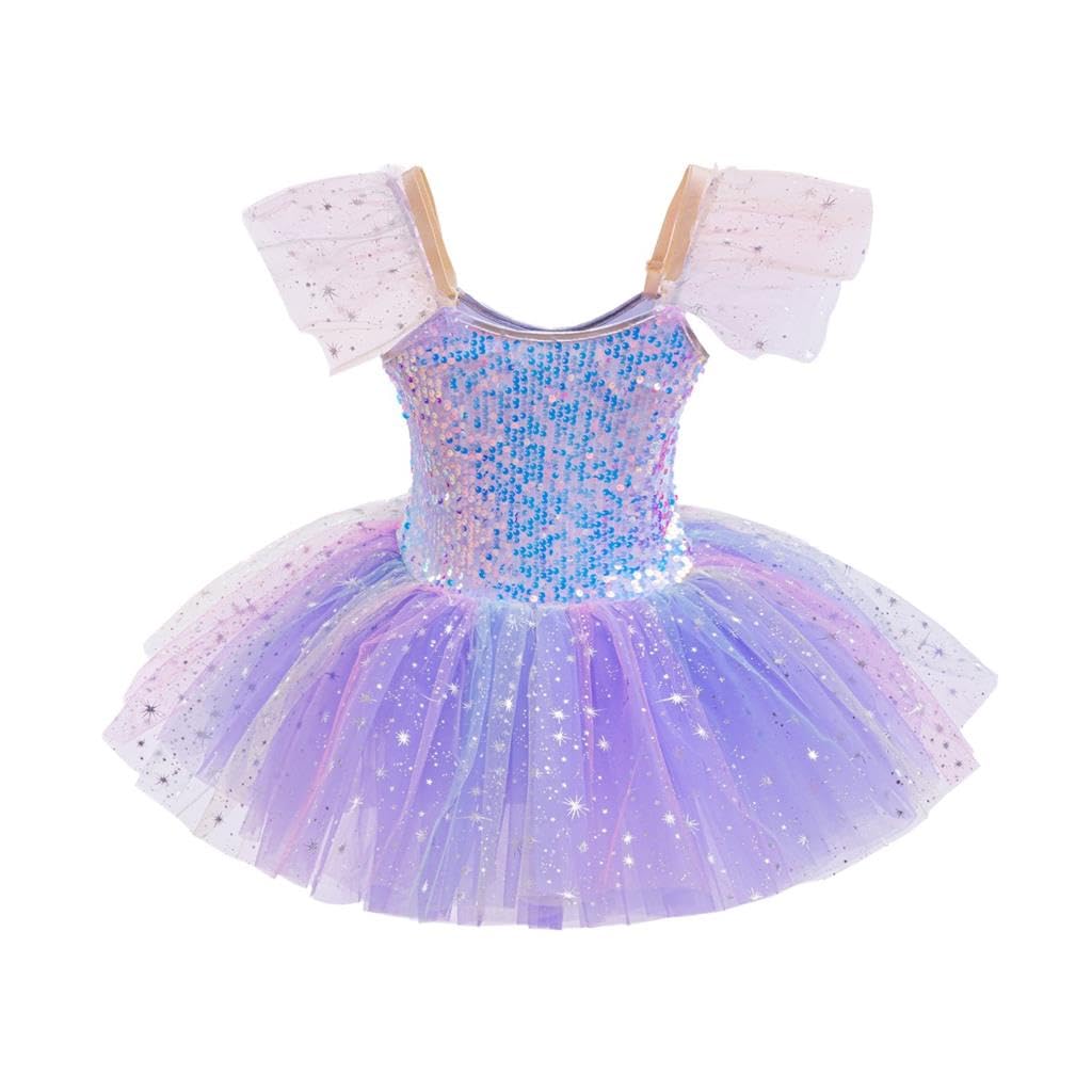 Lito Angels - Vestito da Balletto con tutù Scintillante per Bambine, Costume da Ballerina Principessa con Paillettes, Vestito per Festa di Compleanno e Pasqua, Rosa/Viola, dai 3 ai 12 Anni