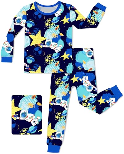 Bamboo Viscose Toddler Pajamas Boys Girls Kids Baby 2pcs Long-Sleeve Pyjamas Set 8Y Astronaut Snug...