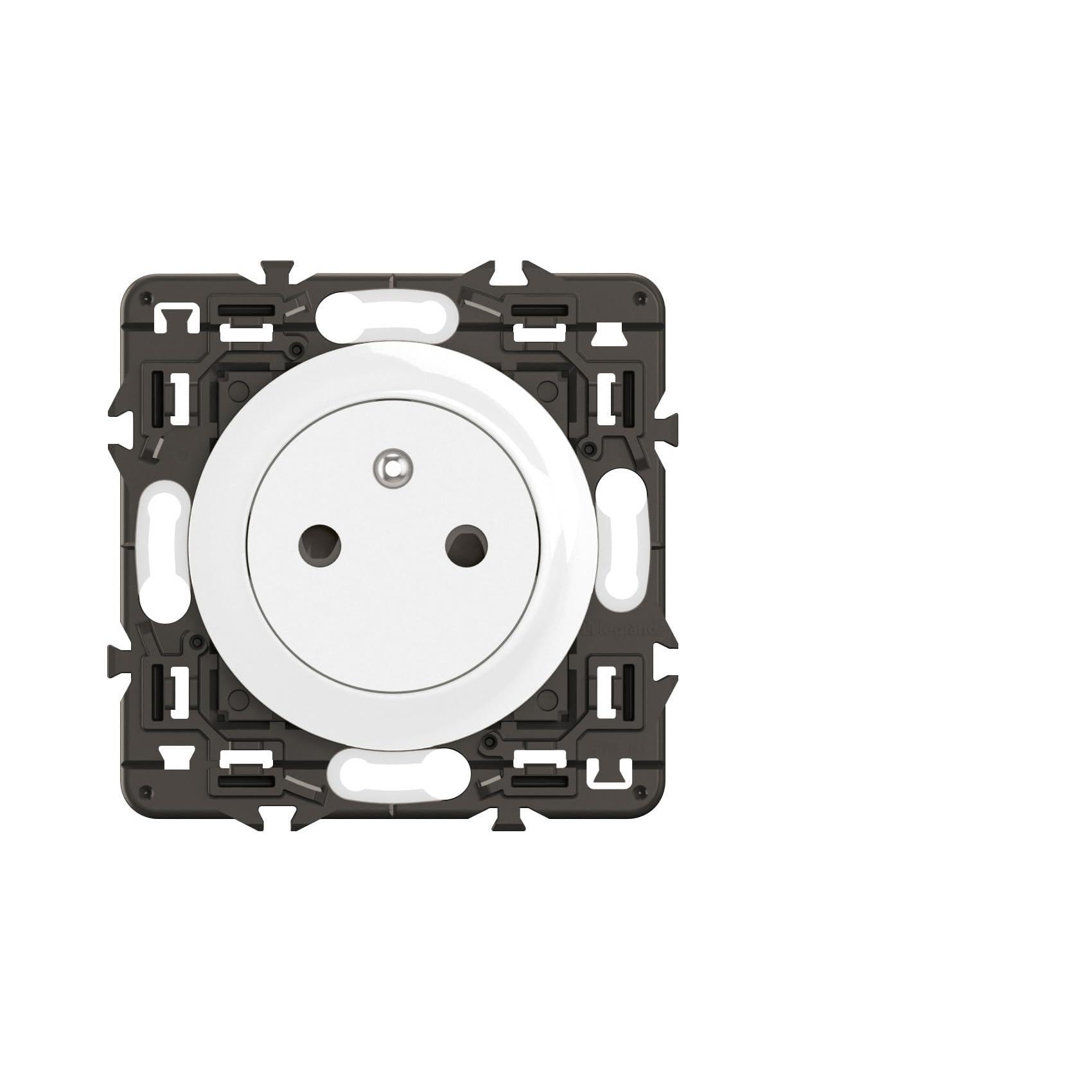 LEGRAND - Presa elettrica da parete con superficie di terra celiana - Presa a filo con base retrattile - Bianco - da completare con piastre di finitura - Confezione da 6