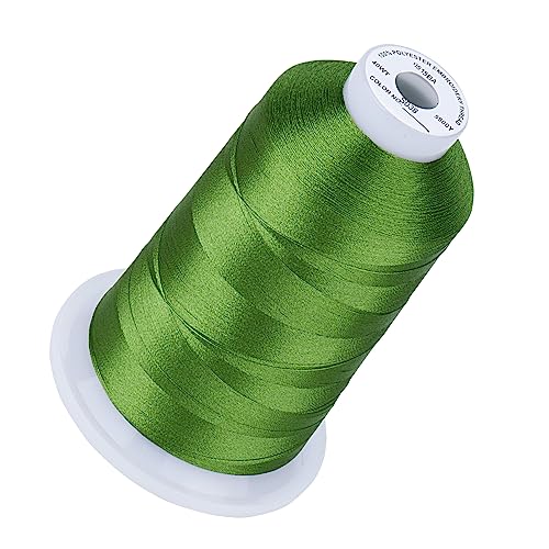 Image of Simthread 5500Yds /5000M 40WT Polyester Embroidery Thread Ivy Green S03 | High-yardage 5000M spool offers smooth feeding and stable 40WT polyester thread for home and commercial embroidery machines.