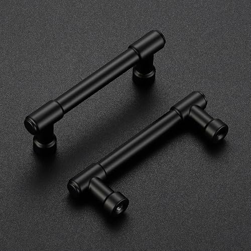 Image of Ravinte 10 Pack 3 Inch Hole Center Solid Kitchen Cabinet Handles Matte Black Dresser Pulls Cabinet Drawer Pulls for Kitchen Cupboard Hardware