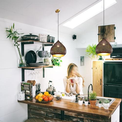 Image of Modern Pendant Lighting Black Metal Hanging Lamp Moroccan Chandelier