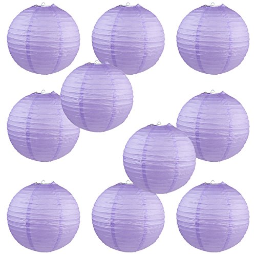 WYZworks Round Paper Lanterns 10 Pack (Lavender, 8