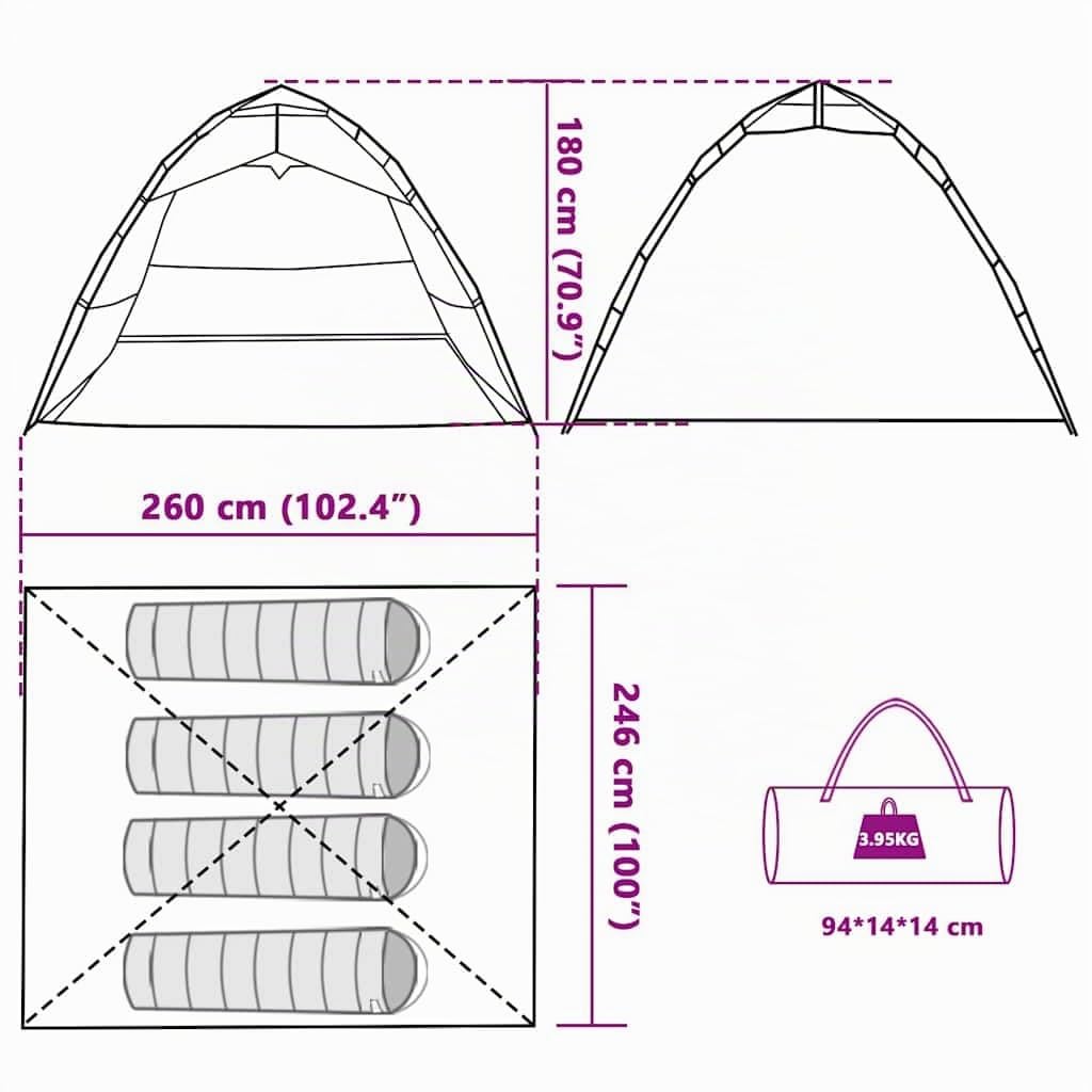 vidaXL Angelzelt Karpfenzelt Campingzelt Anglerzelt 4 Personen Quick Release
