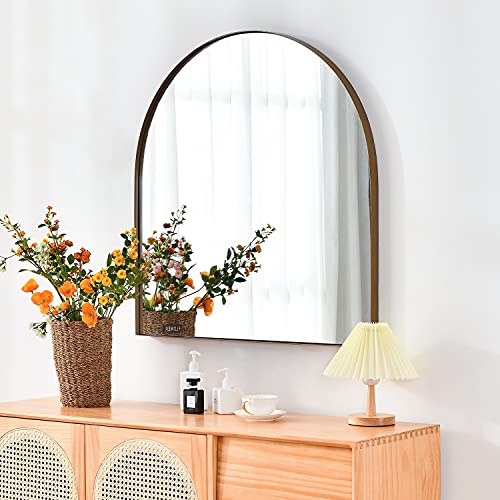 Elehume Arched Mirror For Wall Decor 31.5"*33.5", 28.6Lb, Modern Brass Framed Wall Mirror For Living Room Bathroom Bedroom Entryway #TOP5