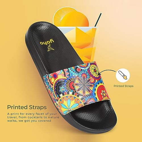Image of YOHO Tropica Printed Comfortable Women Slides | Stylish Rainy Footwear & Waterproof Monsoon Sandals | Soft Inner Lining On Strap