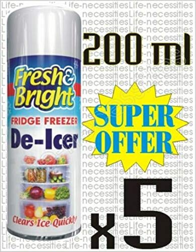 LNL 5 X 200ml Quick Ice Remover Anti-Bacterial Fridge Freezer De-Icer Spray Deicer Spray Fridge Cleaner Genuine Fresh & Bright