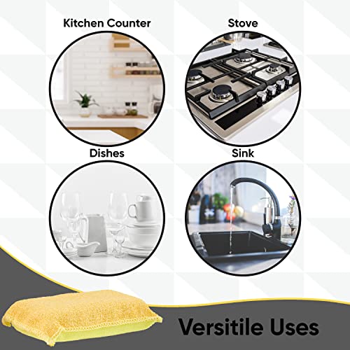 Image of Superio Miracle Microfiber Scrubbing Sponge, Yellow Extra Scrubbing Power Sponge for Kitchen, Sink, Pot, Pan and Dish Washing, Super Absorbent and Rapid Drying