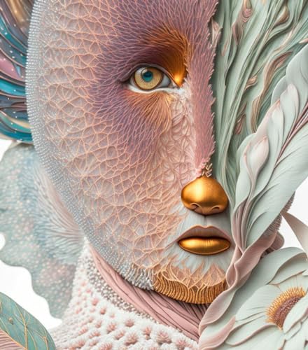 Art mural visage botanique abstrait SERENDIPITP grande affiche de salon moderne 58 x 90 cm
