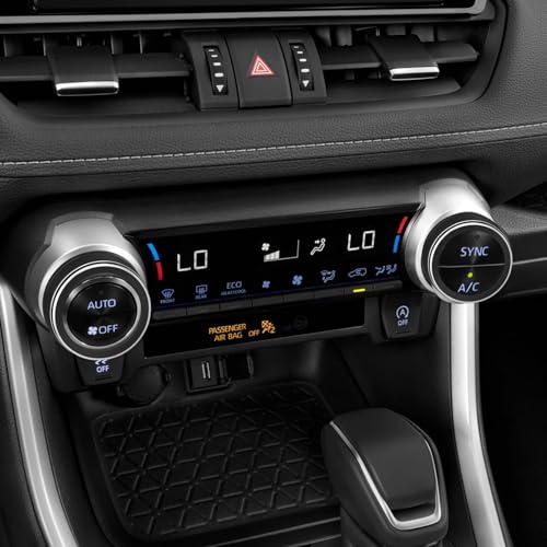 Image of for Toyota RAV4 /RAV4 Hybrid 2023 2024 2025 air Conditioning knob Cover, Start Button Cover Decorative Ring, Volume, Aluminum Alloy Decoration (RAV4, Black)
